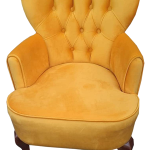 Sillon-capitoneado-Individual-Vintage-Madera-Amarillo-Tercipelo